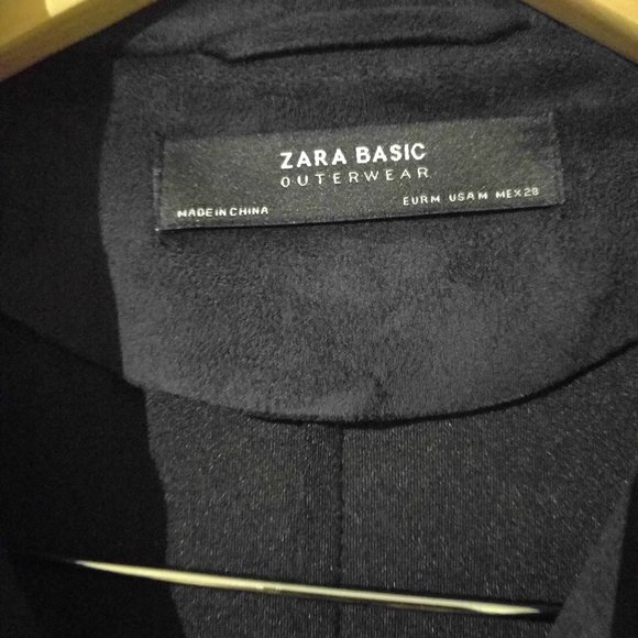 Zara Navy Faux Suede Biker Jacket - Picture 2 of 4